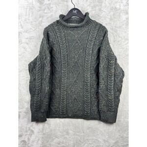 Vintage Irish Homecraft Womens Size Medium Handknit Wool Chunky Sweater Mock
